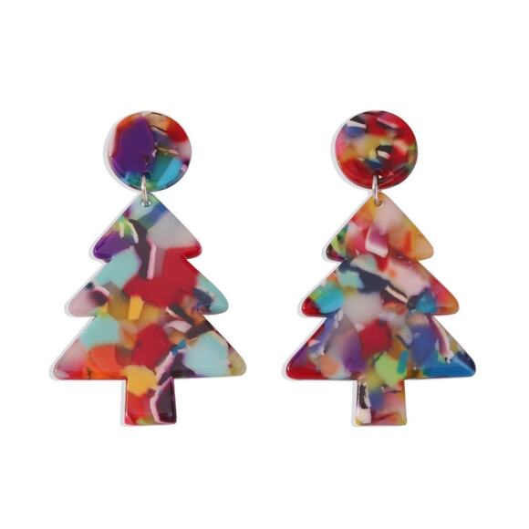 Acrylic Christmas Tree Earrings - Picture 1 of 2